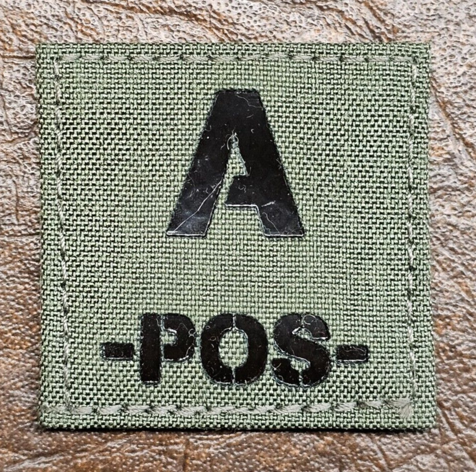 FirstSpear IR Blood type cell tag ID patch A POS Ranger green Black 2" hook back