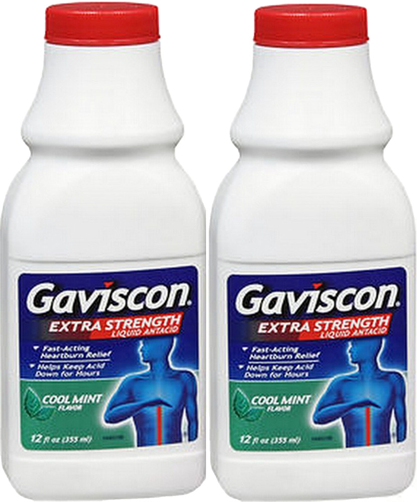 Gaviscon EXTA STRENGTH LIQUID Cool Mint Flavor 12oz ( 2 pack ) --