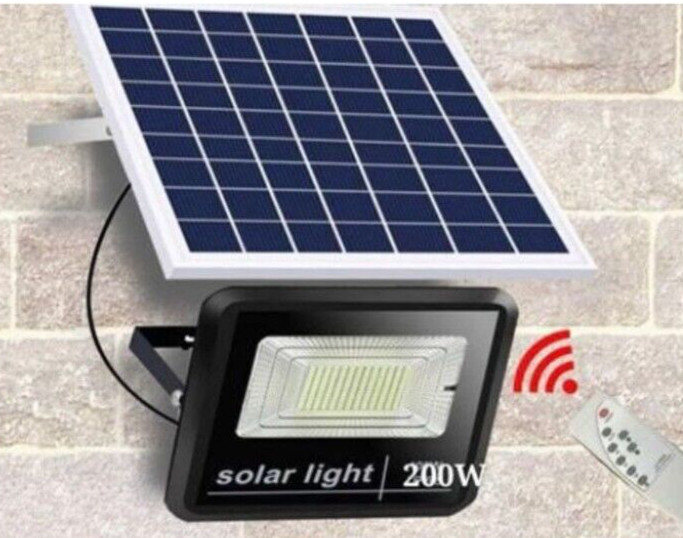 LED headlight with twilight solar panel 200W with outdoor remote control