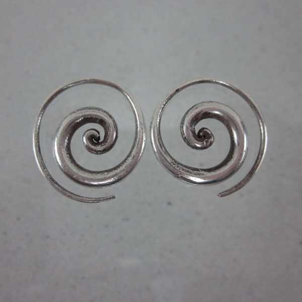 Fine silver earrings solid hill tribe ethno vintage Spirale Argento ORECCHINI