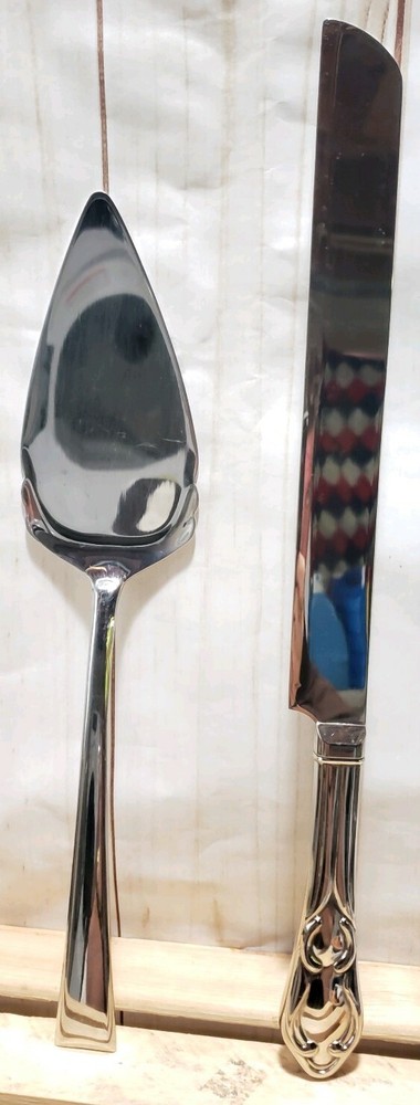 LENOX 18/10 Silverplate Wedding 12" Cake Server & 14" Knife