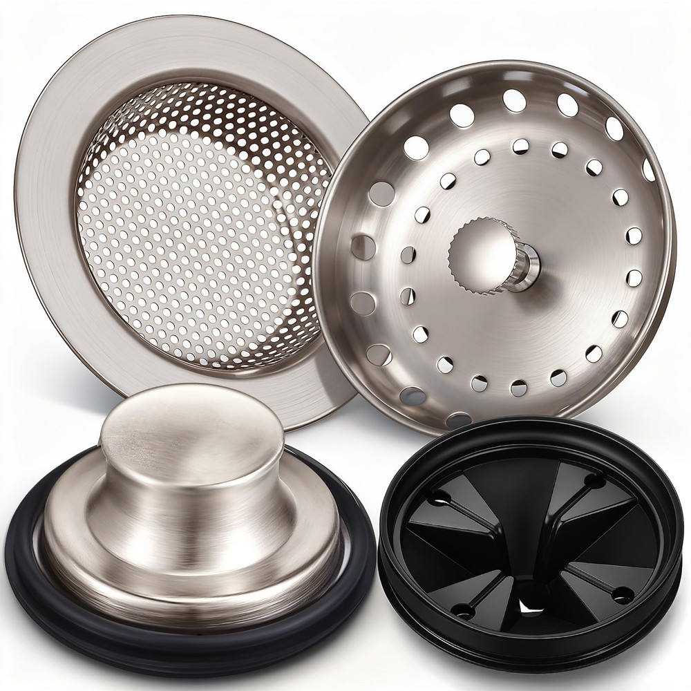 4 Pcs Brushed Silver Kitchen Sink Accessories Garbage Disposal Splash Guards