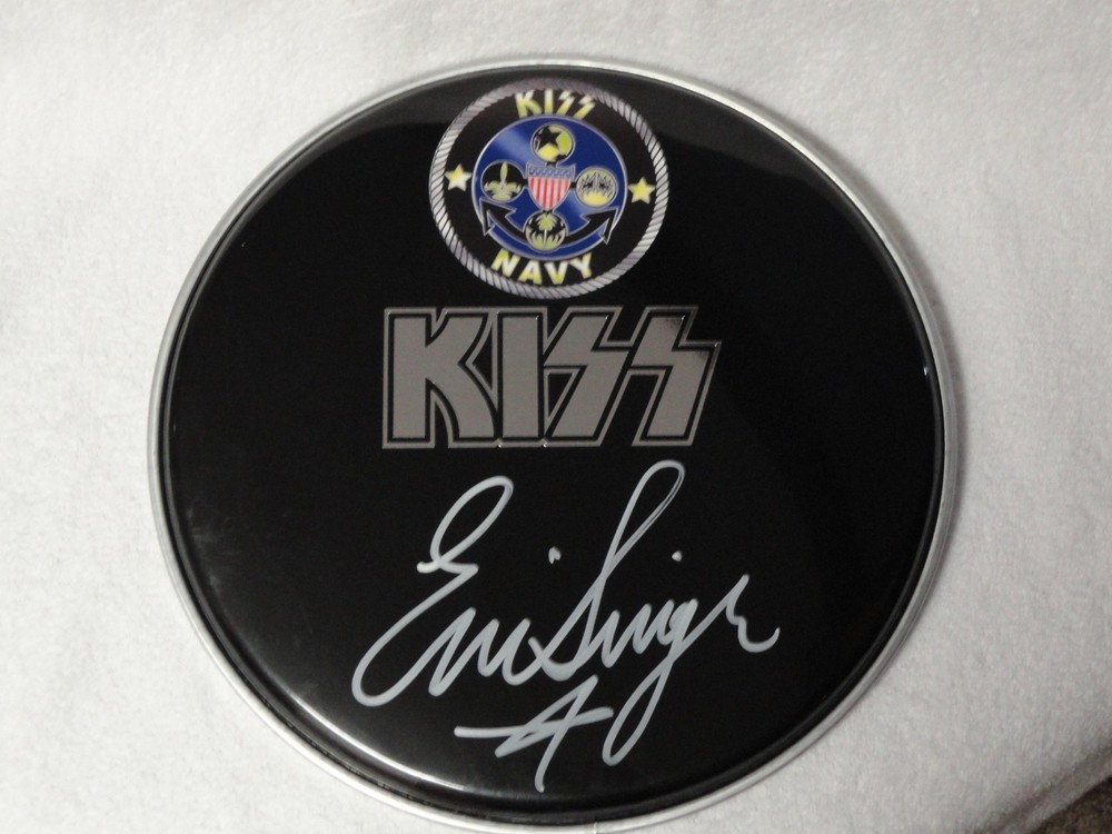 KISS NAVY ERIC SINGER Autographed 12” DRUM HEAD Official