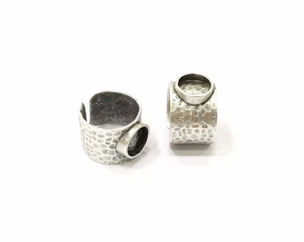 Silver Ring Setting Resin Cabochon Base inlay Blank Adjustable Base Bezel G16462