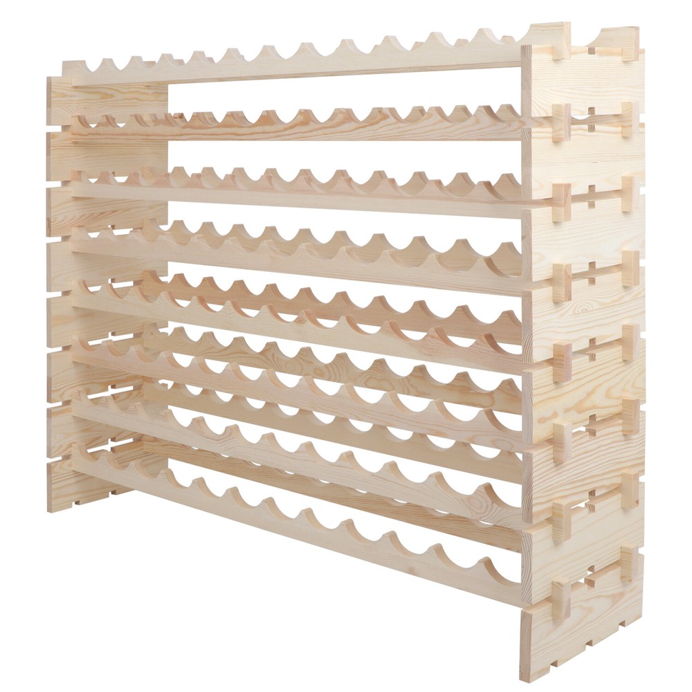 72/96 Bottles Wine Rack Holder Stackable Wine Shelf Kitchen Display Organizer