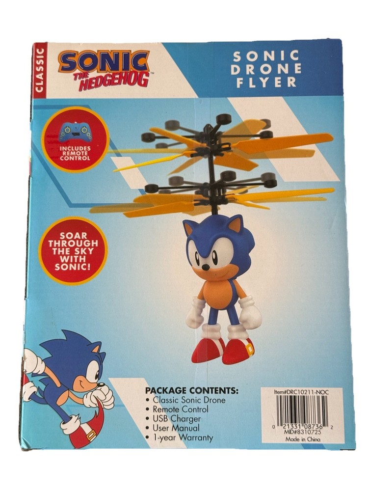 Sonic the Hedgehog Heli-Drone Flyer with Remote Control & Hand Sensor - New