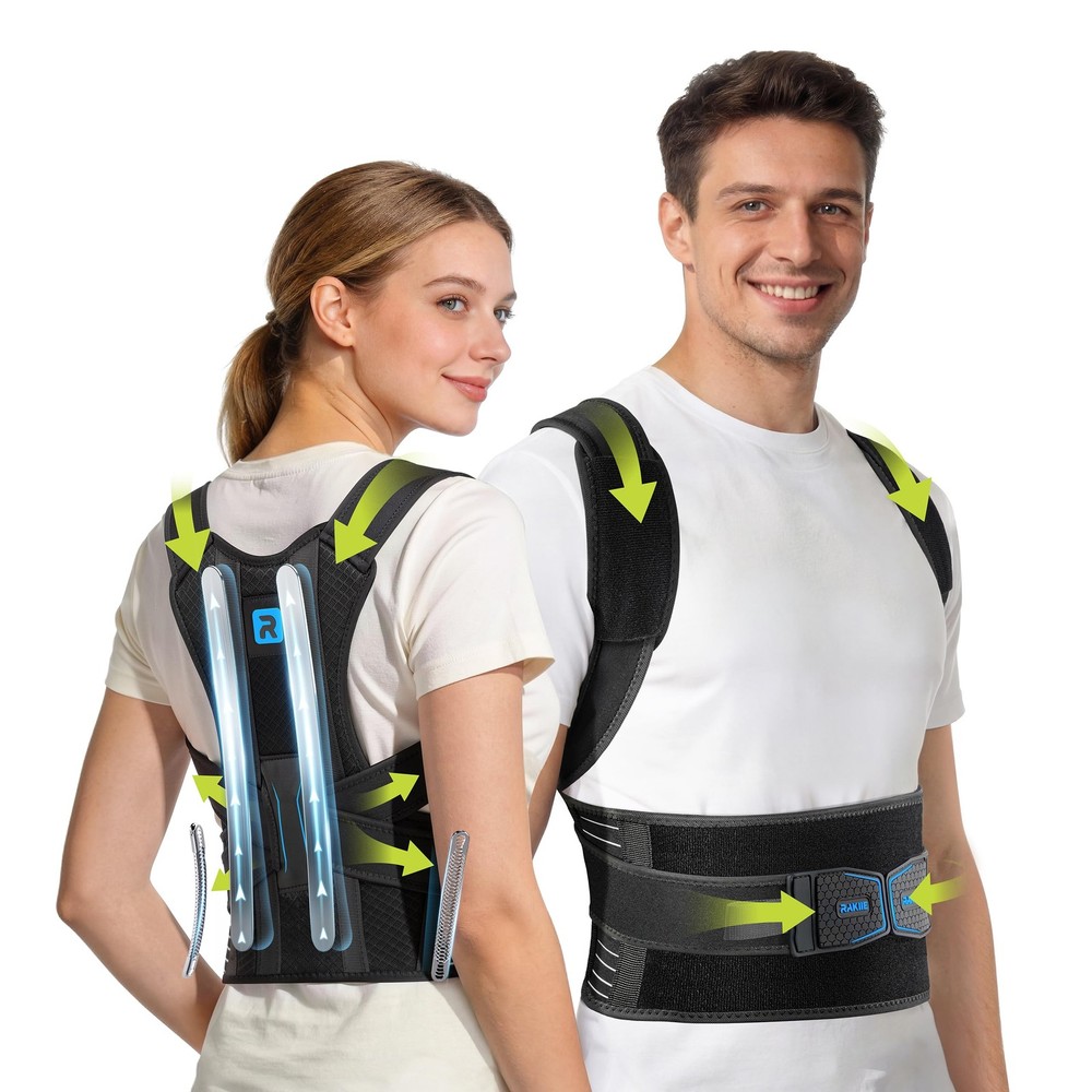 Posture Corrector for Men, 4 Back Brace Bars, Adjustable Shoulder Straightene...