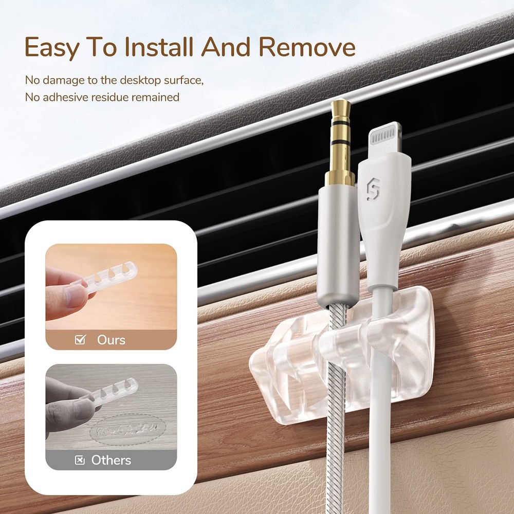 Syncwire Clear Cable Clips - Cord Holders - Self Adhesive
