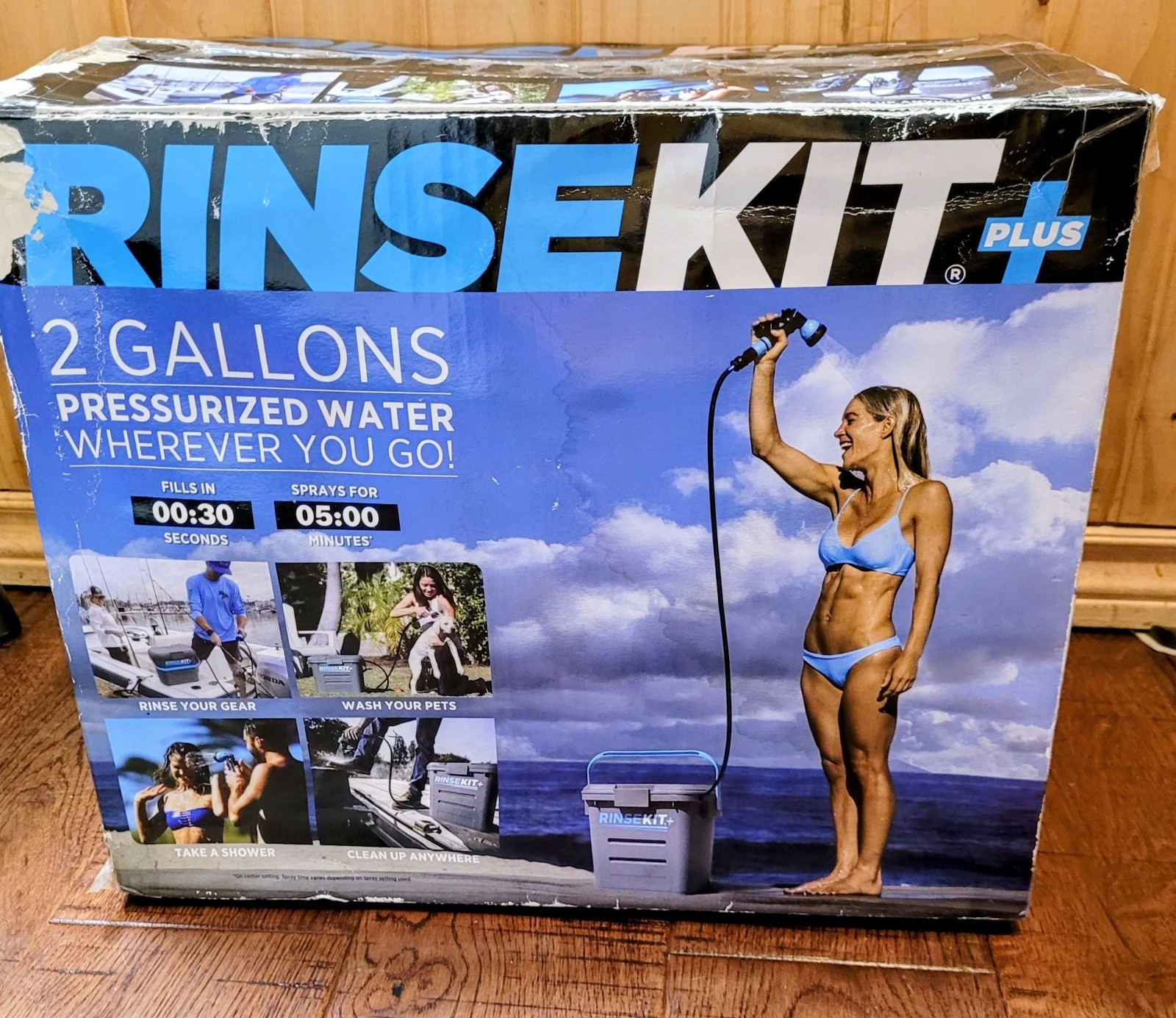Rinsekit Plus Pressurized 2 Gallon Outdoor Portable Shower Beach RV Camping