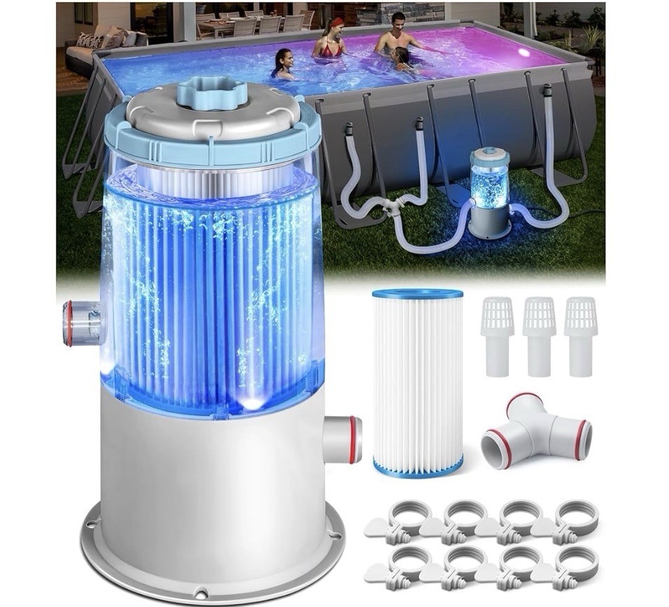 KimFilter 1000 GPH Above Ground Pool Filter Pump Blue LED Light NO FILTER