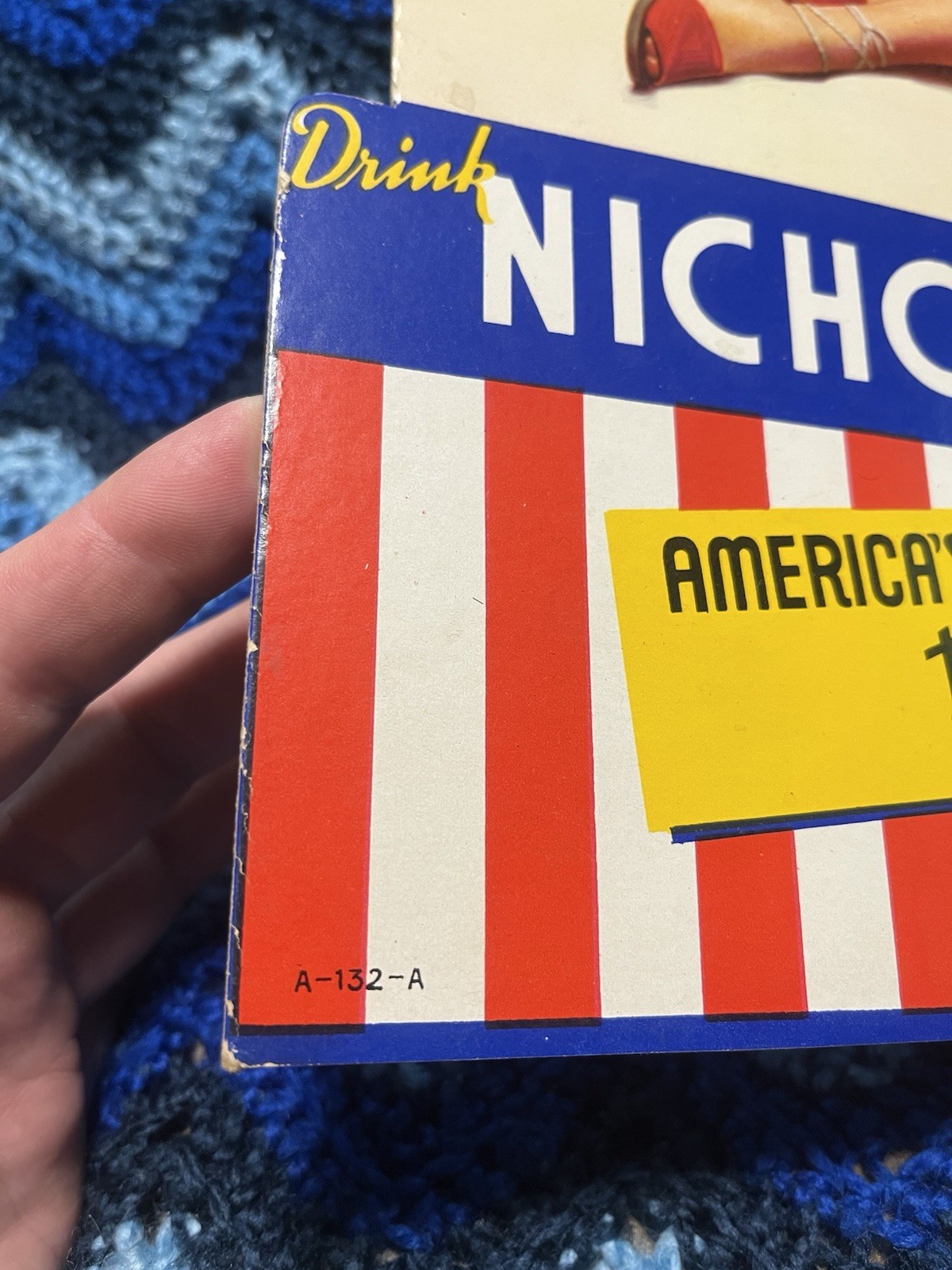 Nichol Kola Cardboard Pinup Advertising Sign 1950’s Easel Display Rare VTG Soda