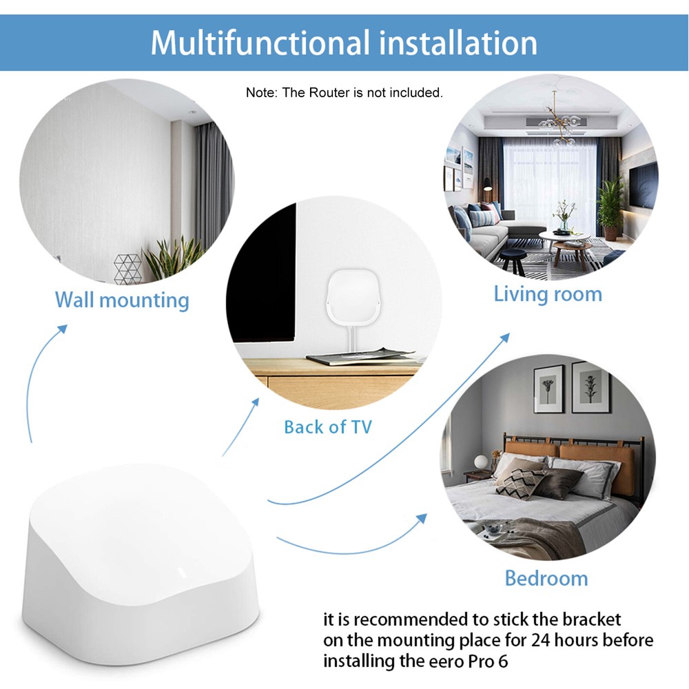 Screwless Wall Mount Replacement for eero 6 Router Holder Strong C3F7