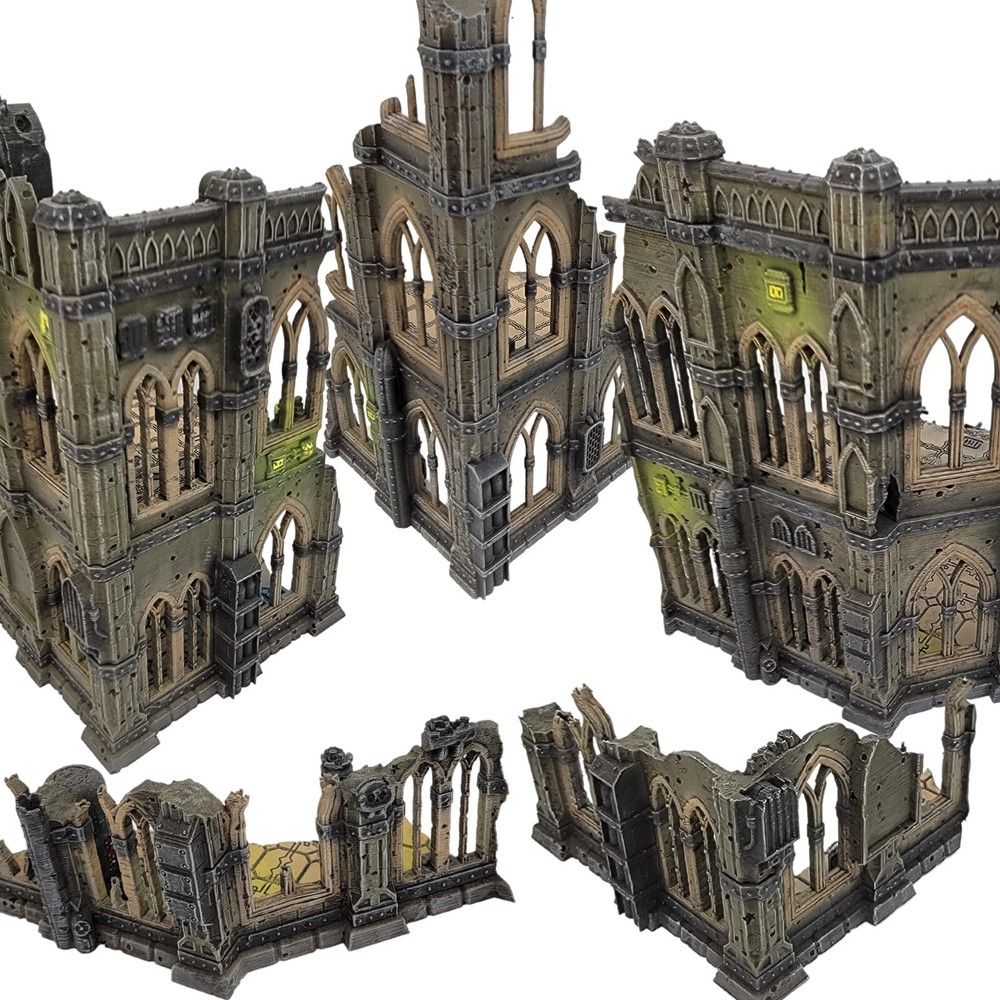 Gothic Building Ruin SetA 28mm Sci-Fi Tabletop Wargame Terrain