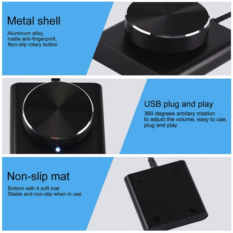 USB Volume Control Knob Adjuster for w/ 7.2ft USB Cable PC Speakers Contro