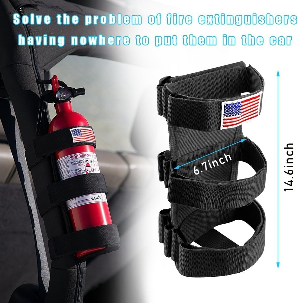 Roll Bar Fire Extinguisher Holder, Adjustable Fire Extinguisher Mount Strap w...