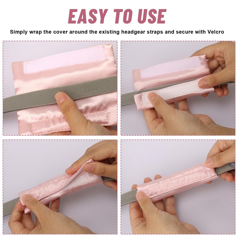 4 Pack Satin CPAP Mask Strap Covers, Silk Covers Comfortable Pink