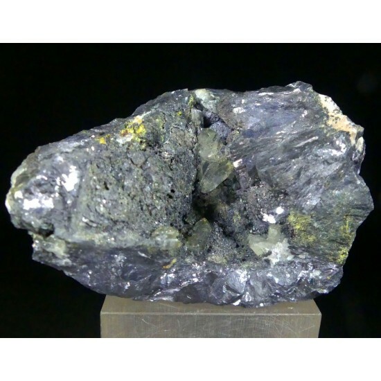 KB: NICE! FL. SW & LW LIGHT YELLOW/WHITE ANGLESITE CRYSTALS SOLID GALENA MATRIX