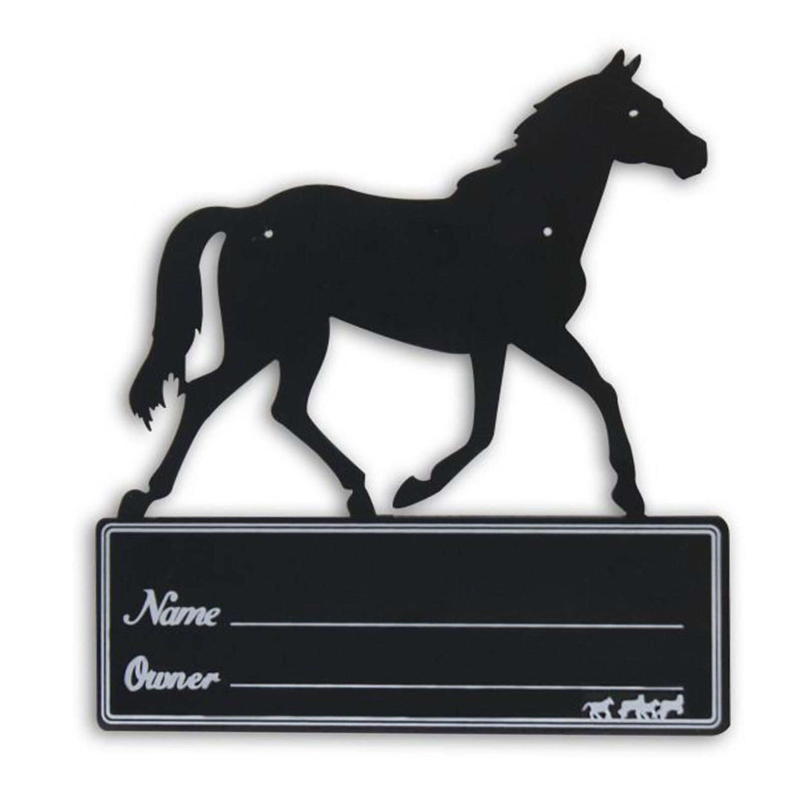 Black Metal Name Plate Horse Stall Name / Owner Plaque 10" wide x 10.5" high
