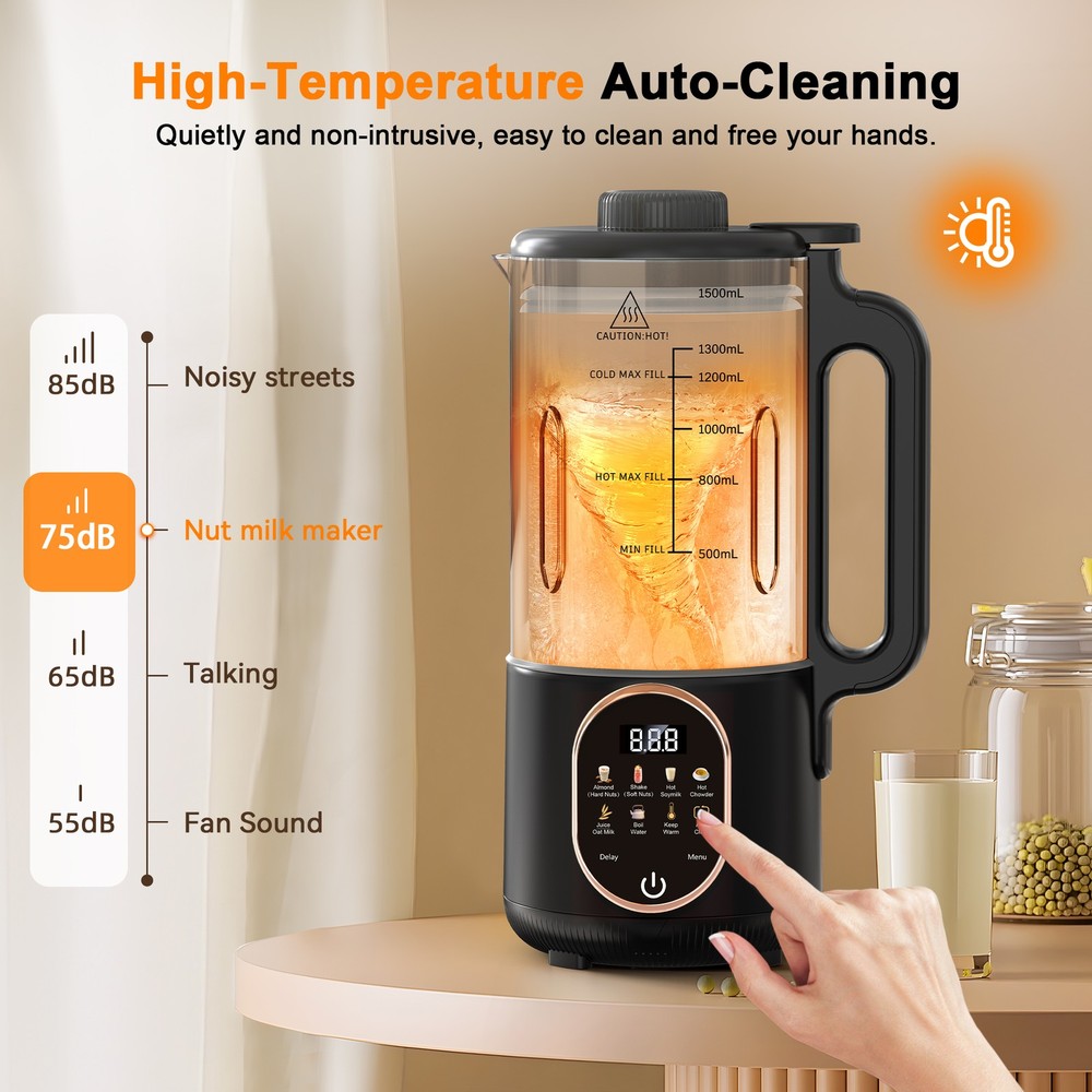 Nut Milk Maker, 50oz Automatic Soy Almond  Milk Maker with Keep Warm& Auto Clean