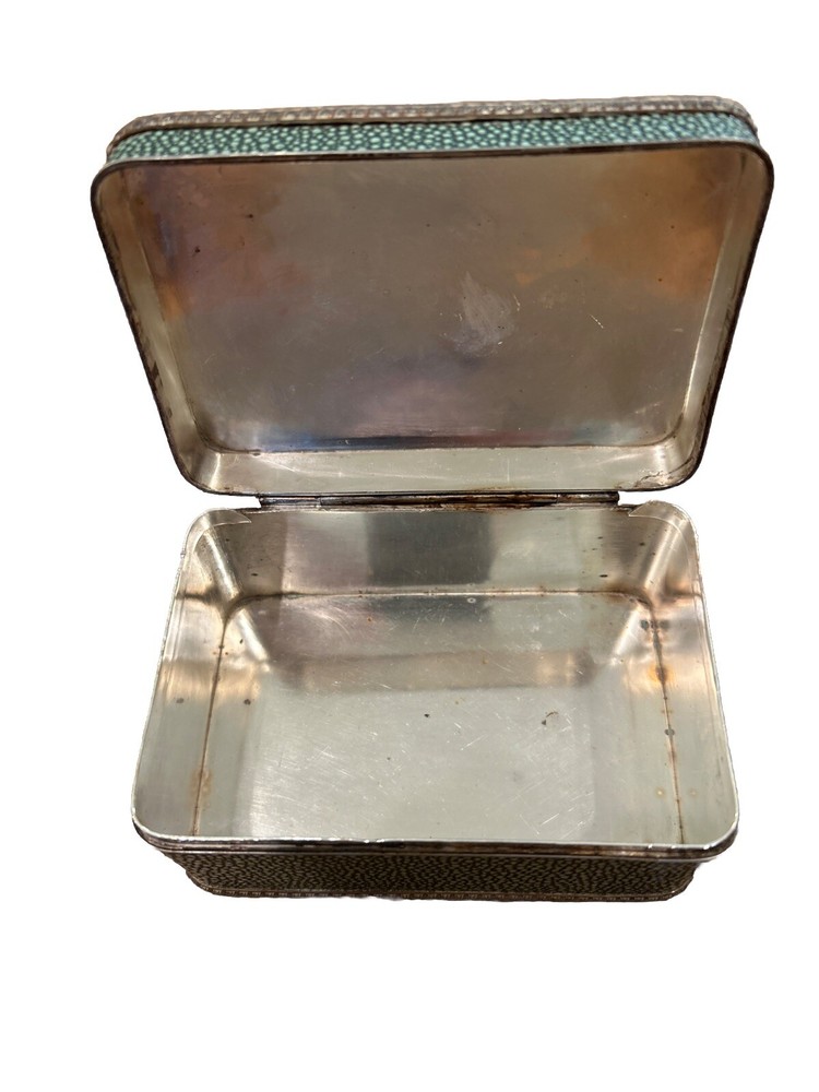 Silver Plate Shagreen Tea Caddy Rectangle