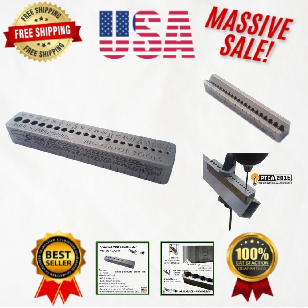 Versatile Mini V-Drill Guide - Straight Flute Design for Accurate Hole Placement