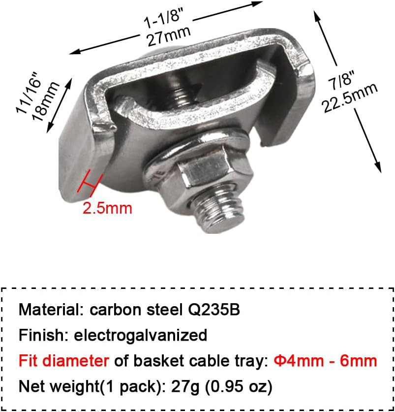 50 Pack Wire Mesh Cable Tray Coupler Kit, Steel Bracket Hardware Components for