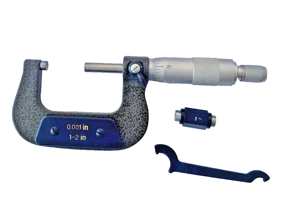 Outside Micrometer 1 to 2 inch X 0.0001" Solid Metal Frame carbide tip