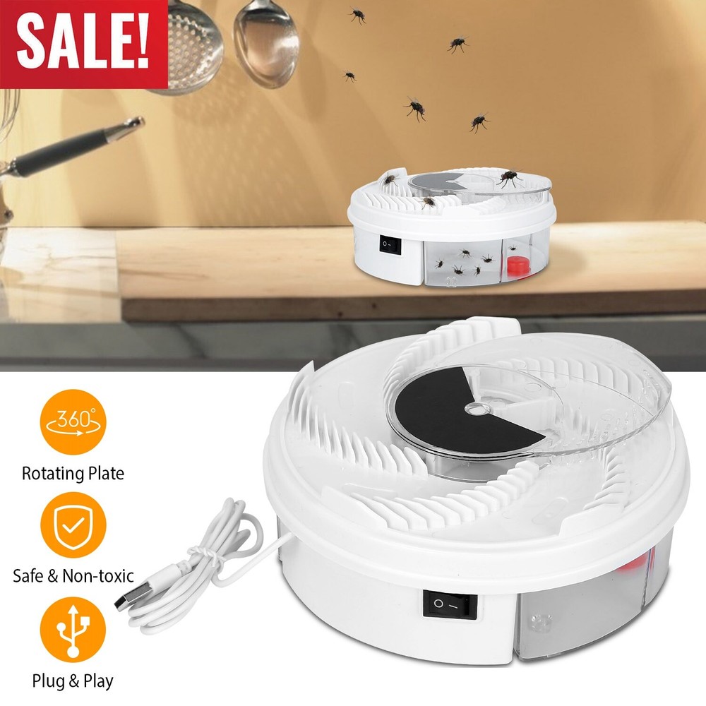 USB Powered Electric Fly Trap Automatic Flycatcher Rotating Fly Pest Repellent