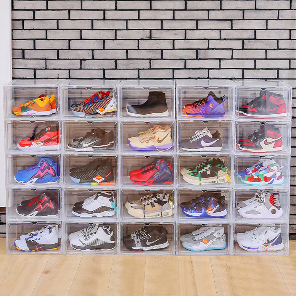 4/8/12x Shoe Organizers Box Sneaker Rack Storage PP Clear Boots Shelf Stackable