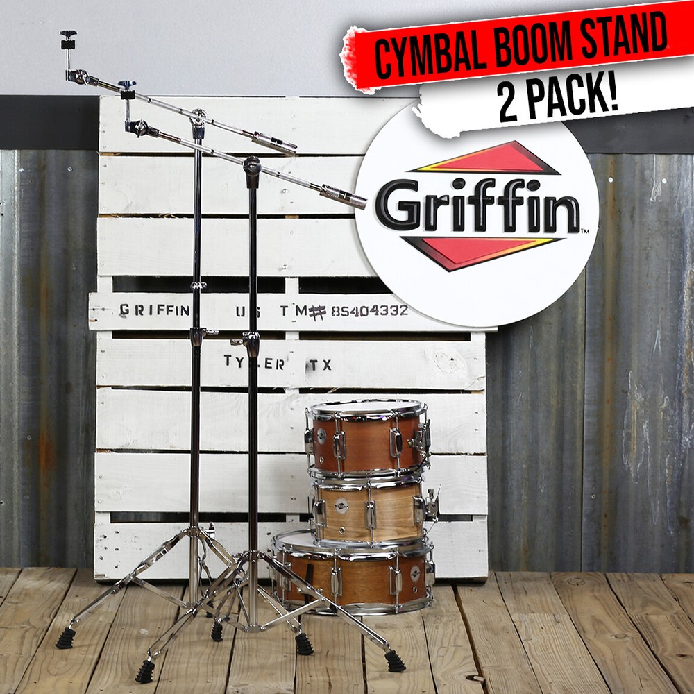 GRIFFIN Cymbal Boom Stand - 2 PACK Drum Hardware Arm Mount Adapter Percussion