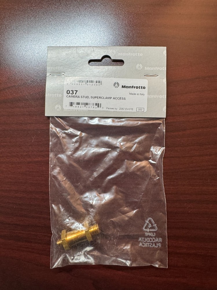 Manfrotto 037 Reversible Short Stud, with 3/8" & 1/4"-20 Threads (Brass)