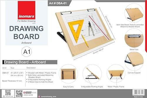 A1 Foldable Drawing Board Table Model Drafting Board with Clips