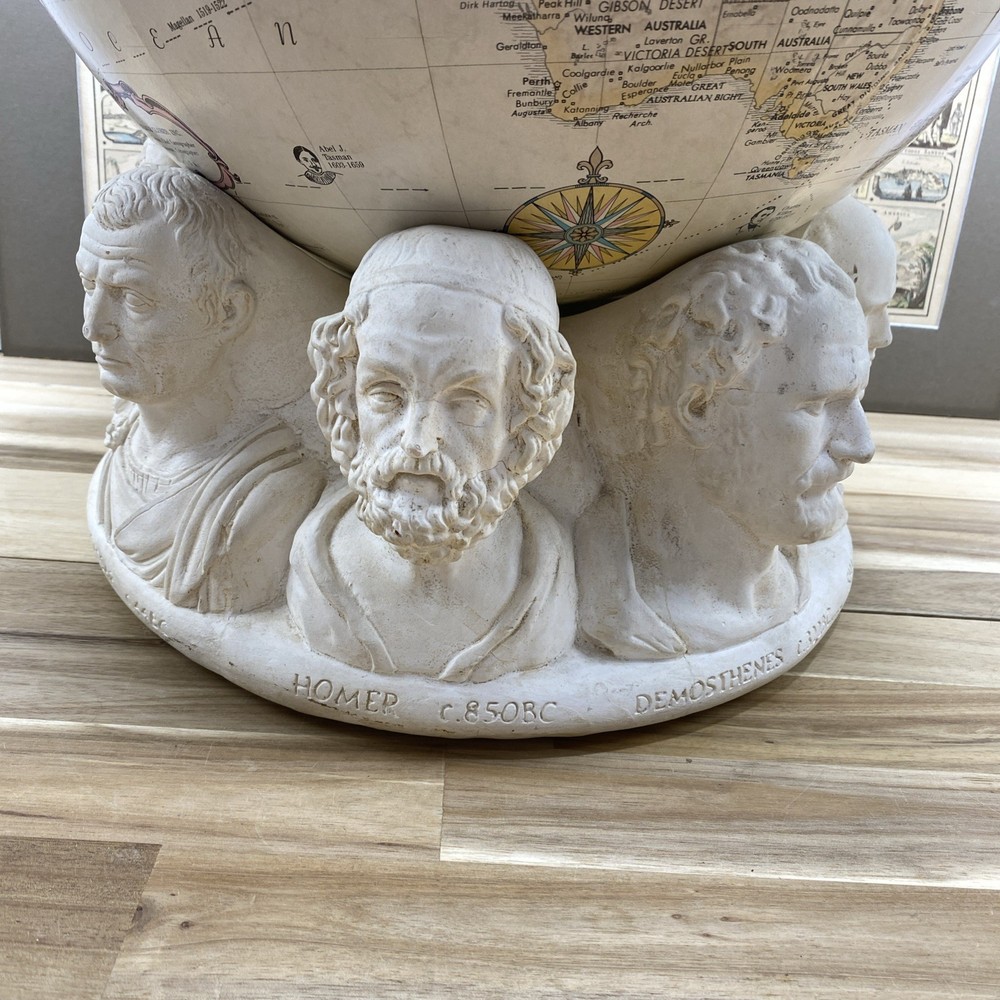Replogle 16" Globe on Plaster Historical Figure Base
