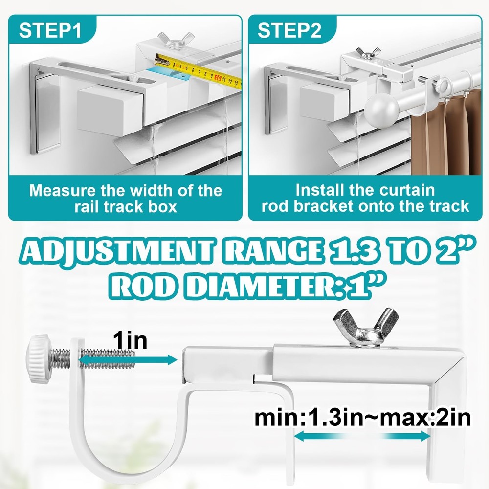 4 Pack Adjustable Curtain Rod Bracket Attachment for Outside Mounted Blinds,F...