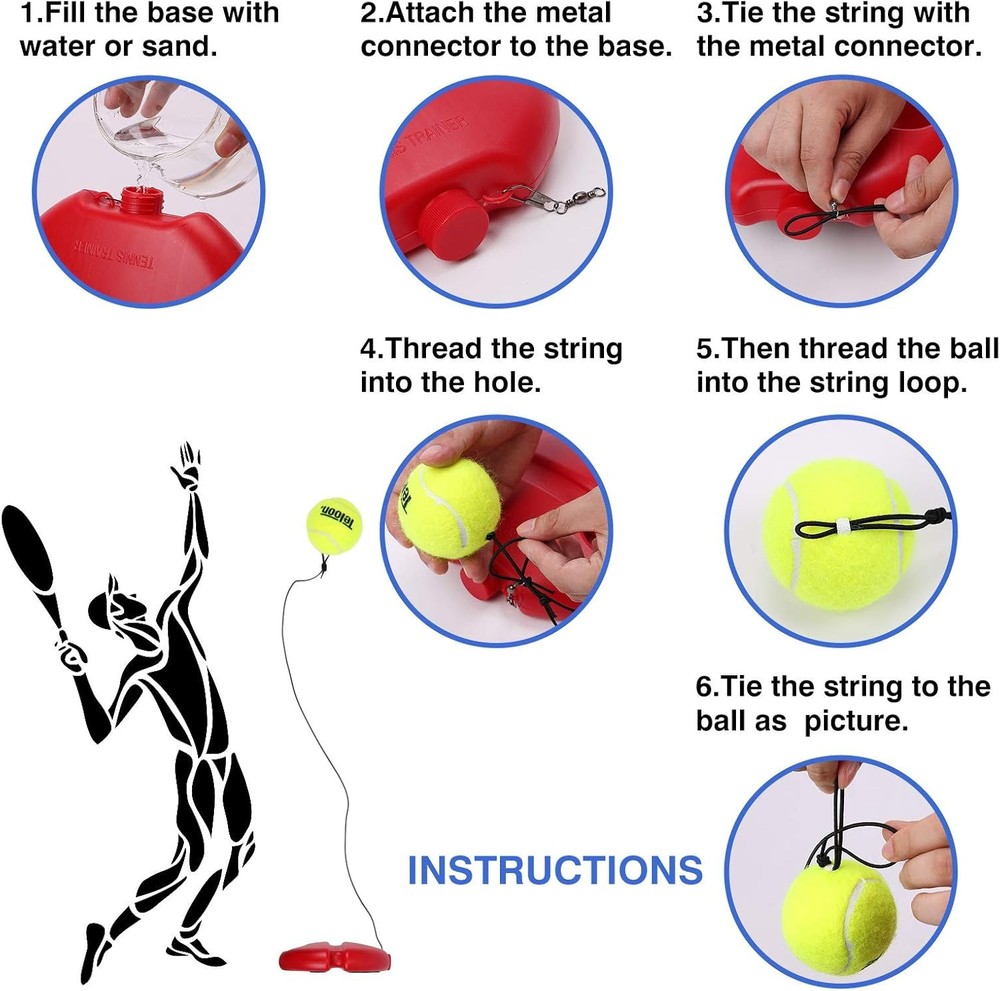 Teloon Solo Tennis Trainer Rebound Ball with String for Self Practice...