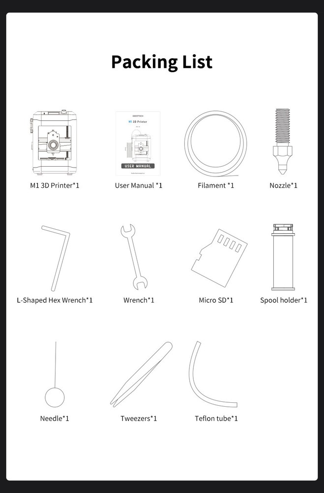 NEW Geeetech M1s Mini 3D Printer WiFi 3D Printer App Control for kids & Beginner