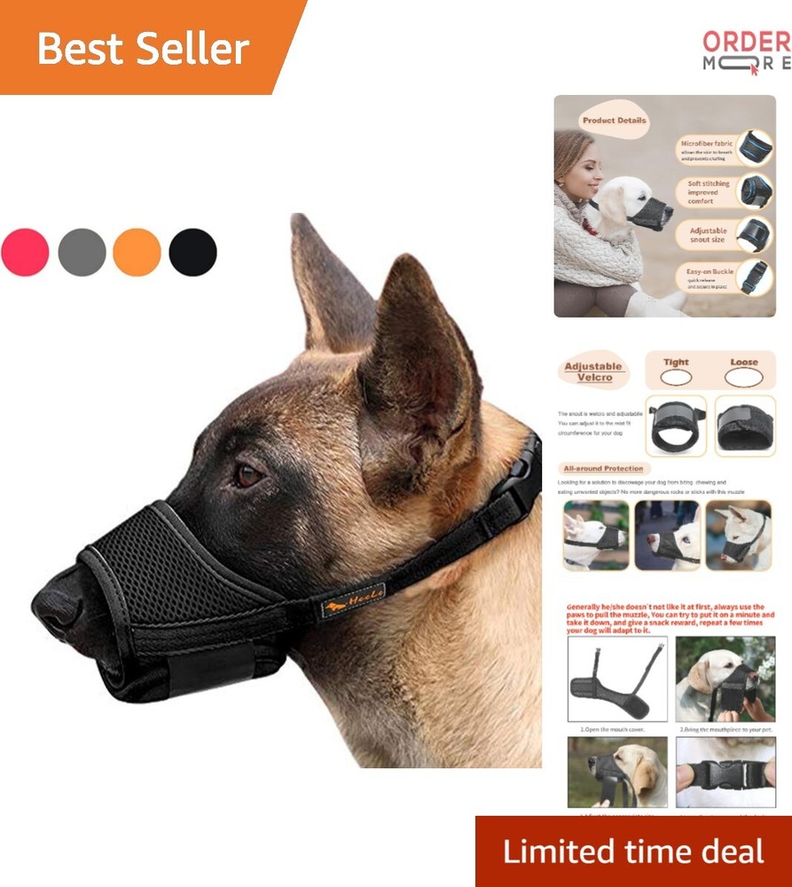 Dog Muzzle Nylon Breathable Adjustable Loop Small Medium Large Chewing Barking