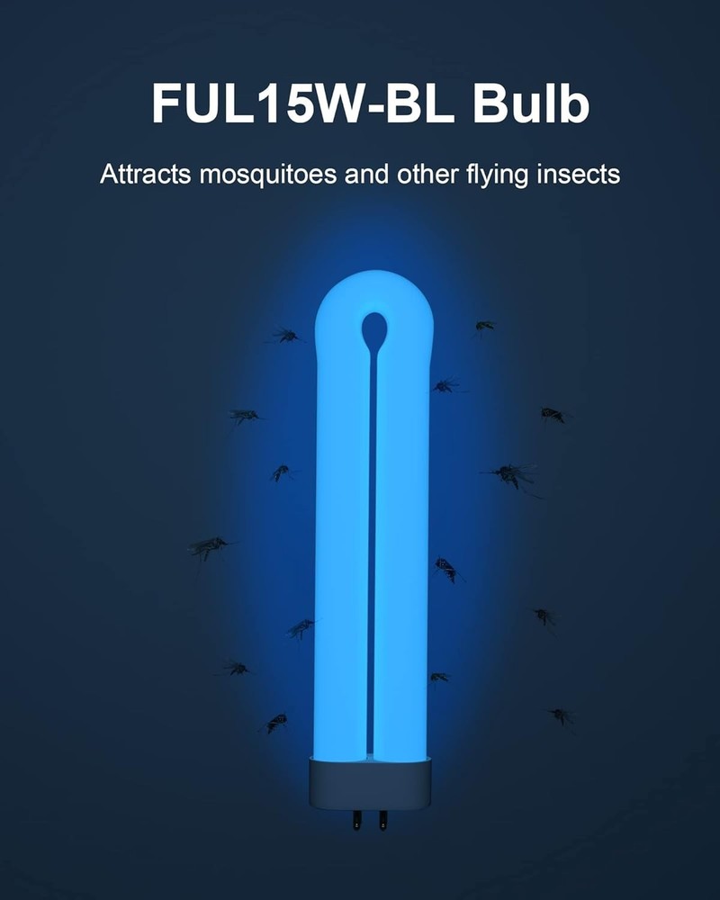 High-Efficiency 15W U-Shaped Bug Zapper Bulb - Attracts Insects with Blue Light