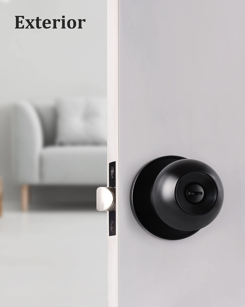 Lanwandeng (2 Pack) Matte Black Interior Door Knobs with Lock for Bedroom/Bat...