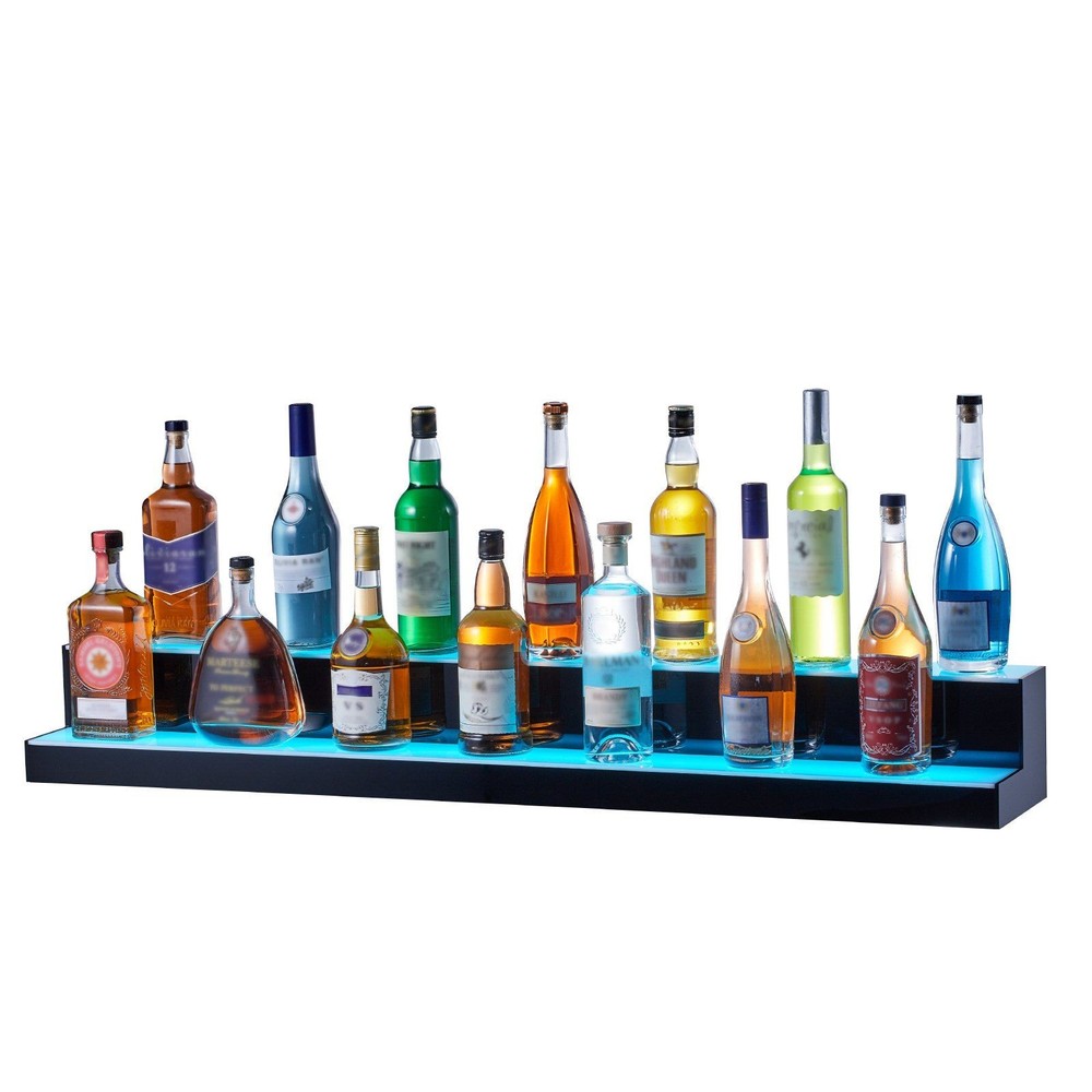 48x2-step LED lit bottle display shelf & bar with RF & app control