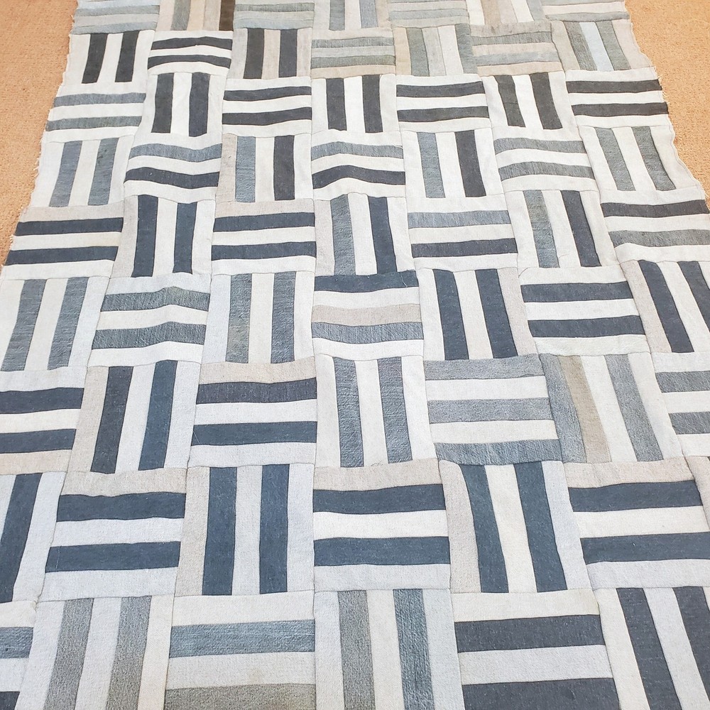 Recycled Blue Jeans Patchwork Quilt, Handmade 75x54 Throw