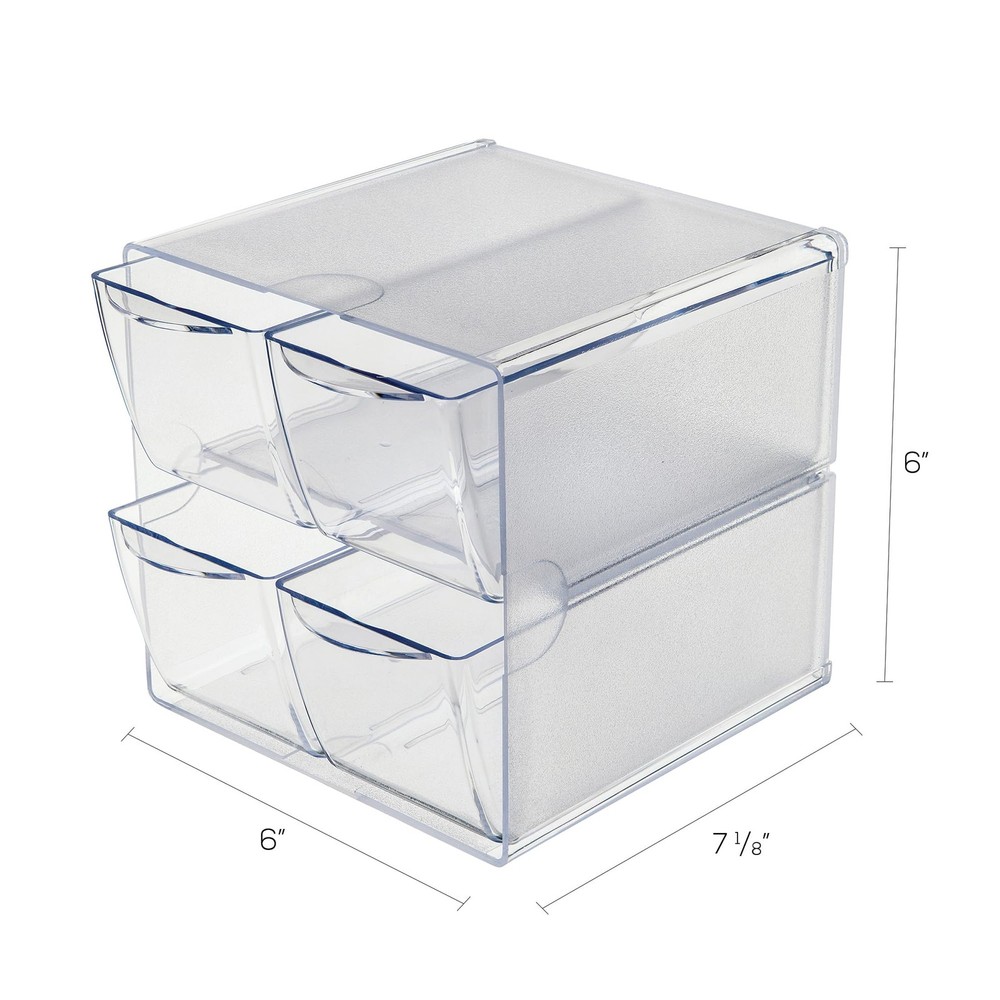 Stackable Cube Organizer, Desk and Craft Organizer, 4 Drawers, Clear, Removab...