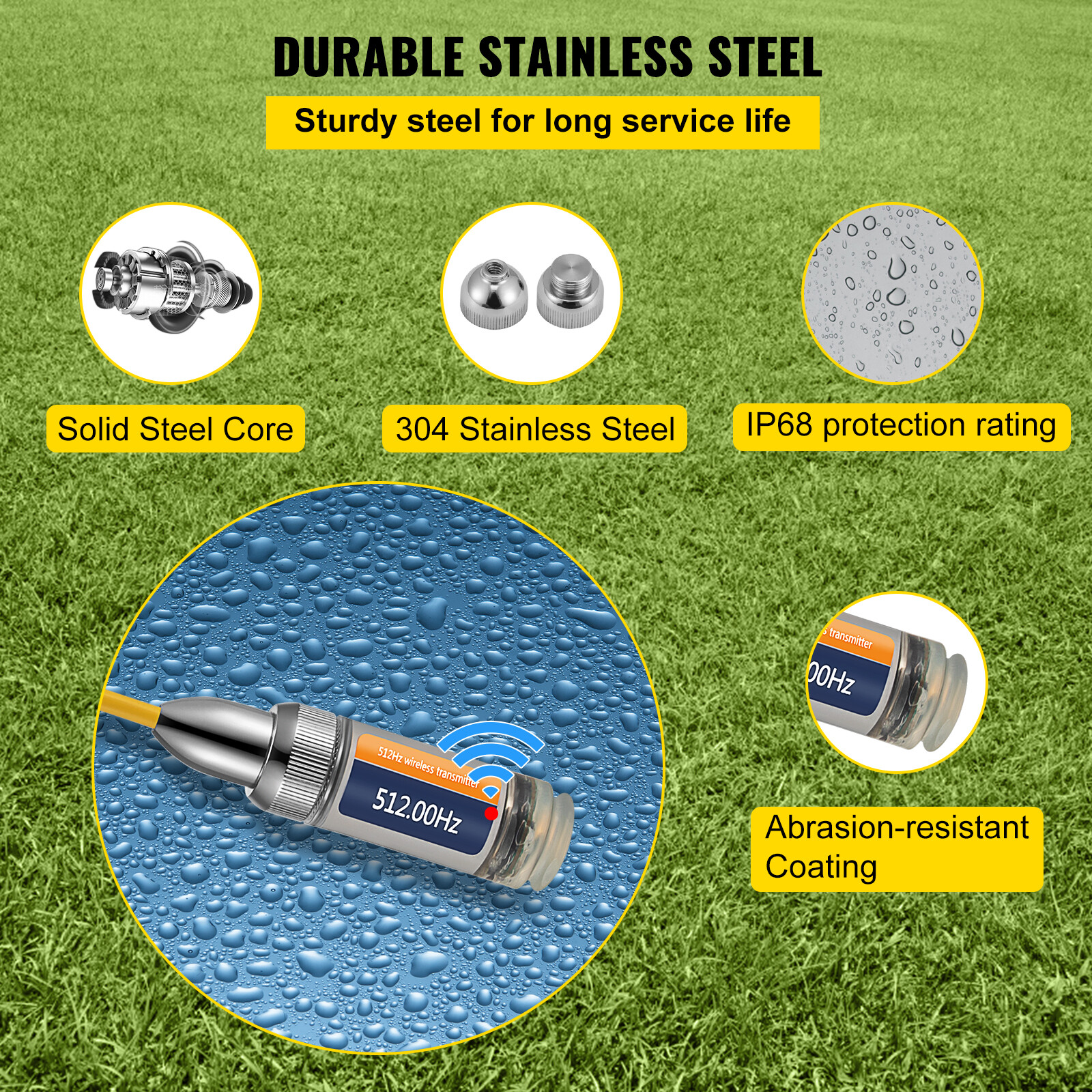 VEVOR Sonde Transmitter Sonde Locator 512hz Pipe Locator 25' Depth Sewer Locator