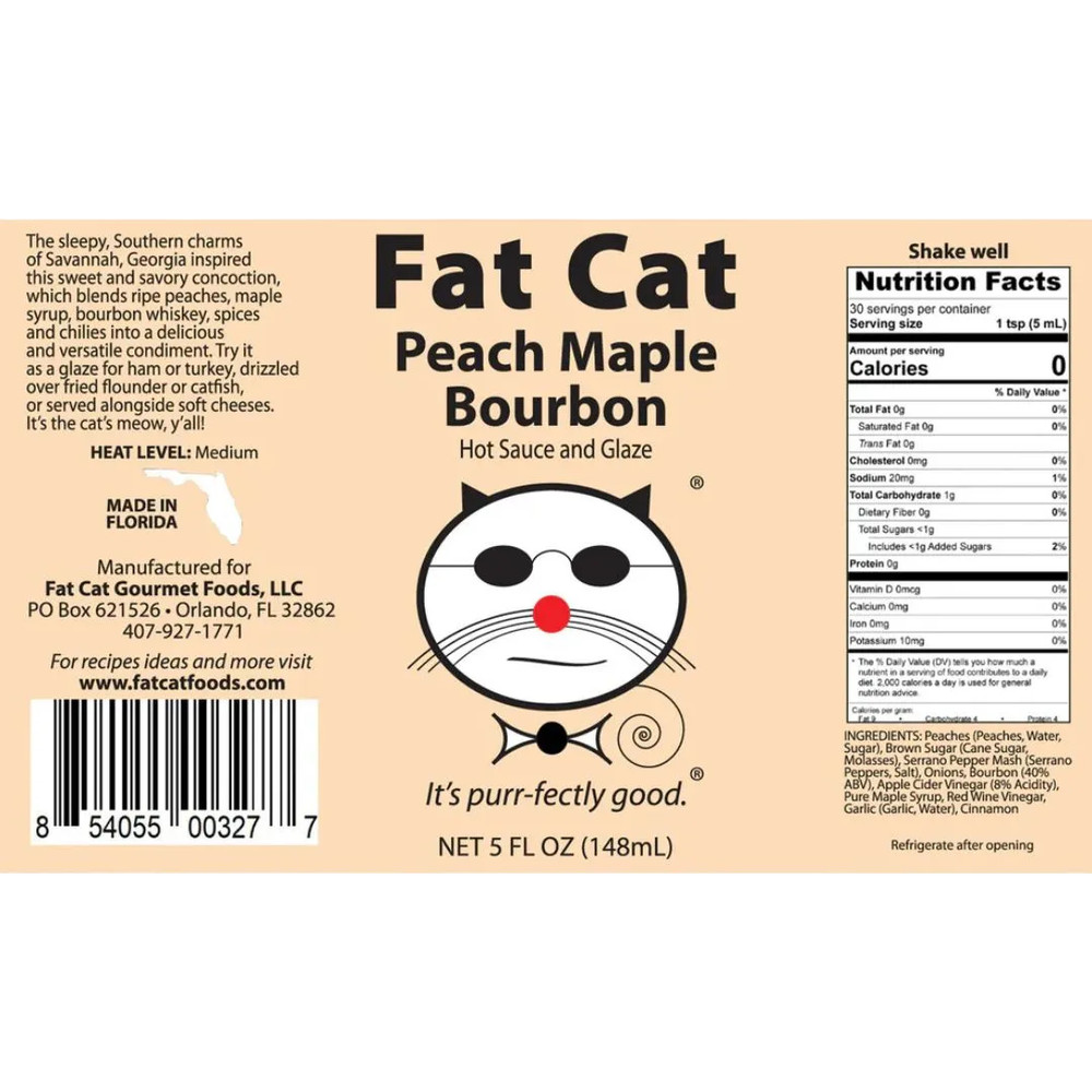 Fat Cat Peach Maple Bourbon Hot Sauce