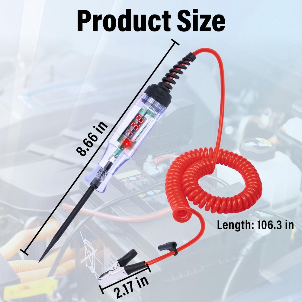 Test Light Automotive, 5-90V DC Test Light with Voltmeter, Bidirectional Car ...