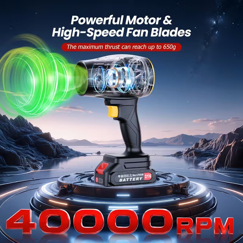 Cordless Handheld Leaf Air Blower Turbo Fan Rechargeable w/2 Batteries & Charger