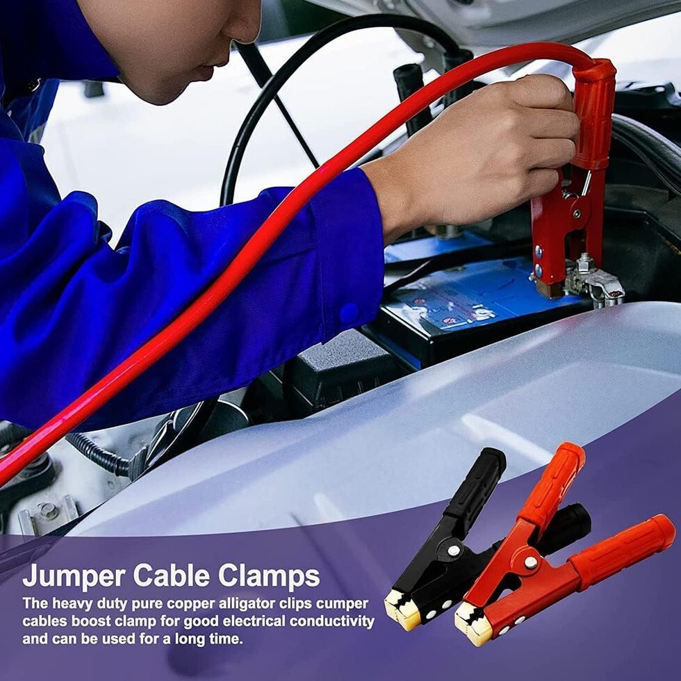 1000A Battery Booster Cable Clamp Pure Copper Jumper Heavy Duty Replacement Tool