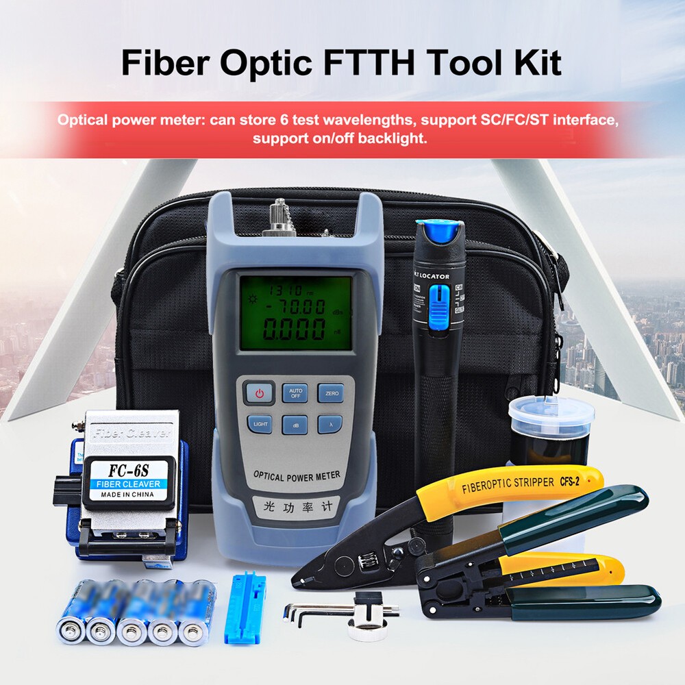 Fiber Optic FTTH Tool Kit Optical Meter Fiber Cleaver Wire Stripper Y2S3