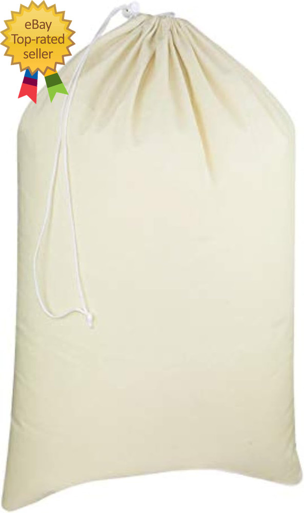 Extra Large Laundry Bags - Heavy Duty Cotton Canvas Drawstring Closure Washable