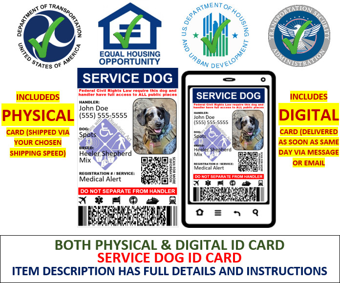 ADA SERVICE DOG ID CARD PLASTIC SINGLE SIDED
